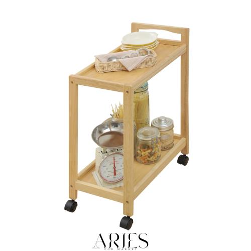 山善(YAMAZEN) ワゴン キッチンワゴン キャスター付き 2段 幅30.5×奥行53.5×高さ72.5cm キッチンカウンター 天然木 組立品 ナチュラル