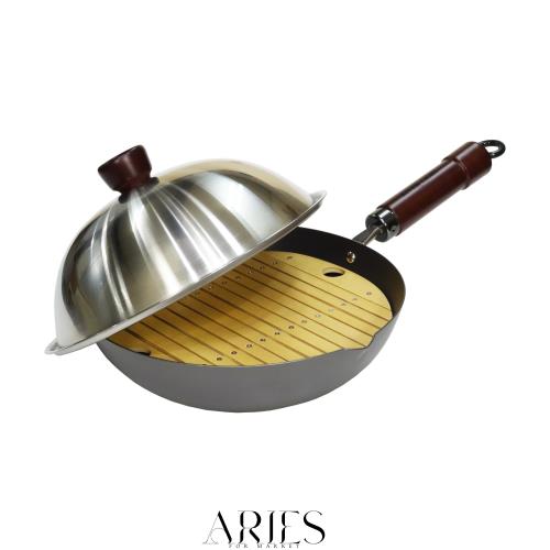 リバーライト 極 鉄 蒸し鍋セット 26cm (炒め鍋26cm/ステンレスドーム/竹製蒸し台) 窒化鉄 窒化加工 IH対応 サビにくい 日本製 K1426Dの通販は 17,440円