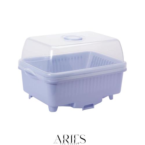 サンコープラスチック 日本製 水切りかご 皿立て水切り 流 F-1 フード・箸立て付き パールブルー