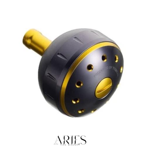 シマノ(SHIMANO) 純正 リールパーツ 夢屋 アルミラウンド型パワーハンドルノブ ブラック/ゴールド Mサイズノブ TypeB用