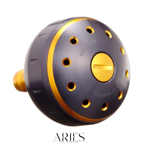 シマノ(SHIMANO) 純正 リールパーツ 夢屋 アルミラウンド型 パワーハンドルノブ ブラック/ゴールド Lノブ TypeB用 26293 パーツ