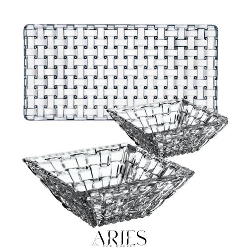 ナハトマン(Nachtmann) 長皿 クリア ボウル:12cm、プレート:28×14cm ボサノバ ボウル＆プレート(ボウル2個+プレート1枚) 90026 3個入