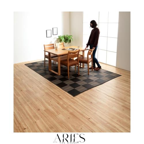 イケヒコ カーペット ラグ ポリプロピレン 肌触りが良い 長方形 単品 ウィード ブラック 約174×261cm 江戸間3畳 日本製 傷がつきにくく