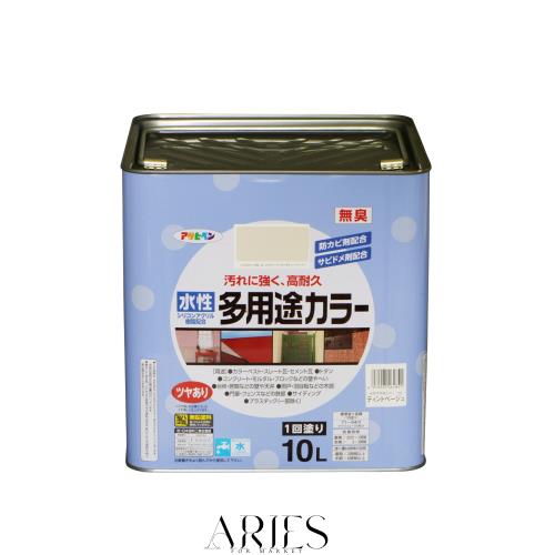 アサヒペン 塗料 ペンキ 水性多用途カラー 10L ティントベージュ 水性 多用途 ツヤあり 1回塗り 高耐久 汚れに強い 無臭 防カビ サビドメ 19,318円
