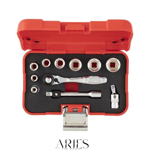 トネ(TONE) ソケットレンチセット S20830P 差込角6.35mm(1/4”) レッド 内容11点