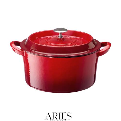 イシガキ 両手鍋 鉄鋳物 ボン・ボネール ココット ガス火 IH 兼用 レッド 22cm