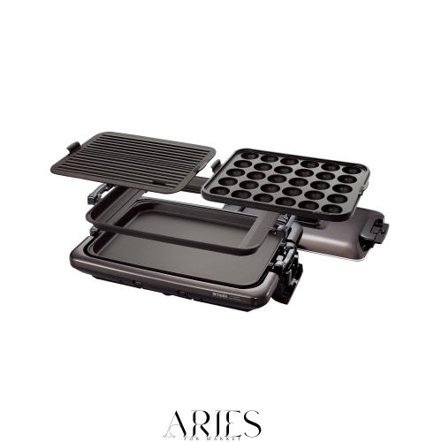 タイガー魔法瓶(TIGER) ホットプレート3枚セット 平面 たこ焼き 焼肉 蓋付き ブラウン CRV-A300-T