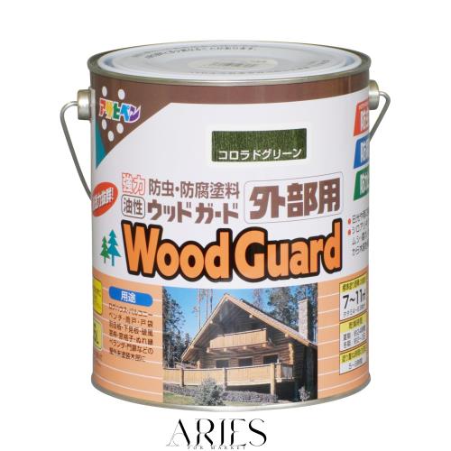 アサヒペン 油性ウッドガード 外部用 1.6L コロラドグリーン