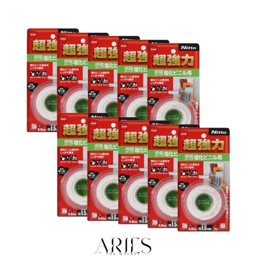 ニトムズ 超強力両面テープ 塩化ビニル用 15mm×2m T4580 10巻入り