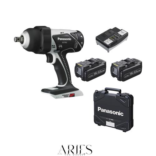 パナソニック(Panasonic) 充電インパクトレンチ 18V 5.0Ah電池パック×2個/充電器/ケース付 高トルクレンチ 軽量2.6kg・470N・m IP56 EZ7