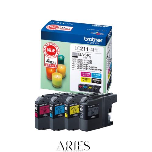 ブラザー工業 【brother純正】インクカートリッジ4色パック LC211-4PK 対応型番:DCP-J968N、DCP-J767N、DCP-J567N、MFC-J887N、MFC-J737D