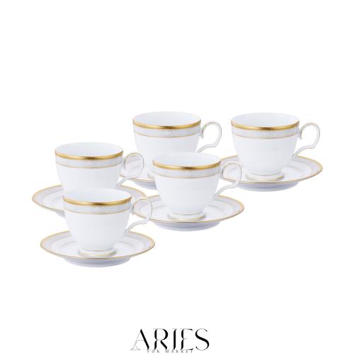 Noritake ノリタケ カップ ＆ ソーサー セット ( コーヒー ティー 兼用) 250cc ハンプシャーゴールド 5客 ファインポーセレン F91988/4335