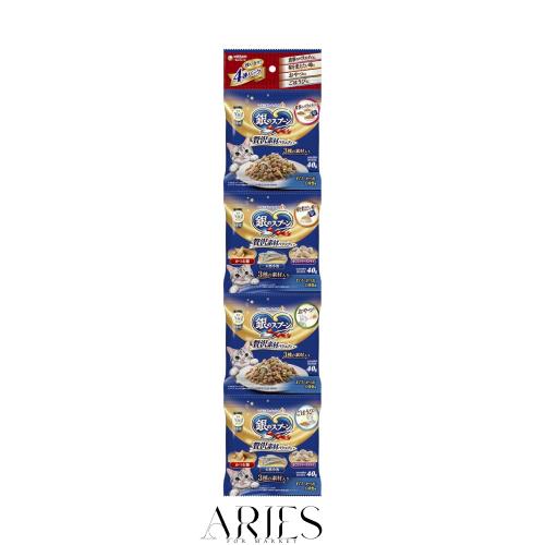 銀のスプーン キャットフード ドライ 贅沢素材バラエティ まぐろ・かつお・白身魚味 40g×4連×30個 国産 ユニチャーム