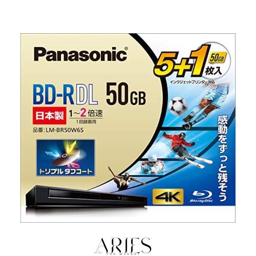 パナソニック 2倍速ブルーレイディスク片面2層50GB(追記)5枚+1枚 LM-BR50W6S