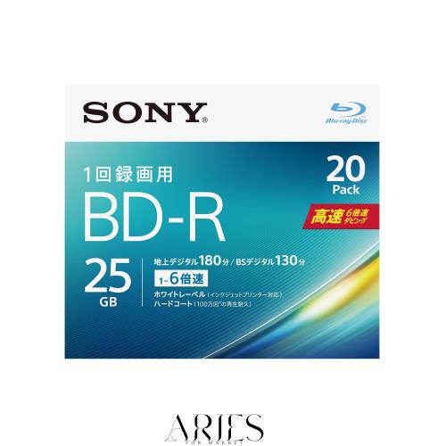 ソニー(SONY) ブルーレイディスク BD-R 25GB (1枚あたり地デジ約3時間) 1回録画用 20枚入り 6倍速ダビング対応 ケース無し 20BNR1VJPS6