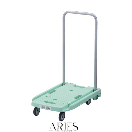 TRUSCO(トラスコ) 樹脂台車 こまわり君 省音G車輪 600×390 グリーン MP-6039N2-GN 折りたたみ 軽量 静か 静音 小型 コンパクト