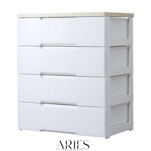 アイリスオーヤマ チェスト 4段 届いてすぐ使える完成品 ラクラク引出し 木天板 幅80.5×奥行51×高さ94cm ホワイト / ナチュラル 白 プ