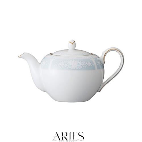 Noritake ノリタケ ティー ポット 520cc レースウッドゴールド ブルー ファインポーセレン T94423/1507-2