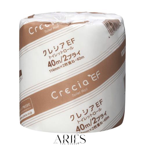 【ケース販売】 業務用 クレシア EF トイレットロール 40m ダブル (バージンパルプ同様のやわらかさ) 1ロール 個包装 ×80個入 20802