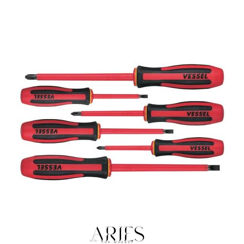 ベッセル(VESSEL) メガドラ 絶縁ドライバー 6本組 感電防止 VDE規格認証 9606PS
