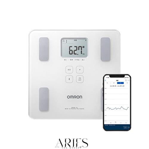 オムロン 体重 体組成計 HBF-230T-SW スマホ連動 体脂肪率 BMI 骨格筋率 OMRON connect対応 自動認識 シャイニーホワイト 9,493円