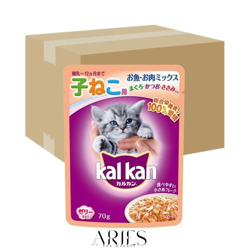 カルカン パウチ 12ヵ月までの子ねこ用 お魚・お肉ミックス まぐろ・かつお・ささみ キャットフード 5) お魚・お肉ミックス まぐろ・かつの通販は
