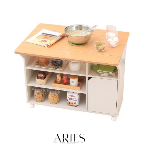 アイリスオーヤマ(IRIS OHYAMA) キッチンカウンター パソコンデスク 収納 キッチンワゴン ビーチ/ホワイト 幅90cm 両扉付き 開閉自在のバの通販は 12,238円