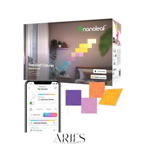 Nanoleaf(ナノリーフ) Canvas(キャンバス) 拡張パック 4枚入り 簡単取付 1680万色 RGBCWマルチカラー スマートライト ゲーミングライトパ