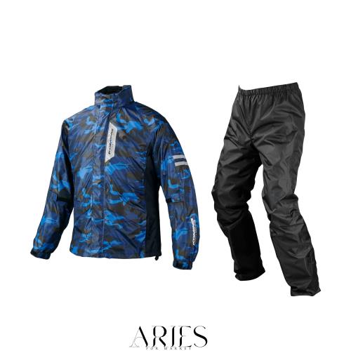 [KOMINE] バイク用 ブレスターレインウェアフィアート RK-539 755 雨具 カッパ 防水 03-539 メンズ Blue Camo L