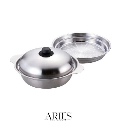 和平フレイズ(Wahei freiz) 燕三条 職人仕事が生み出すこだわりの道具 ステンレス卓上鍋 26cm ＆ 蒸し台 セット IH対応 日本製 匠弥(たくの通販は