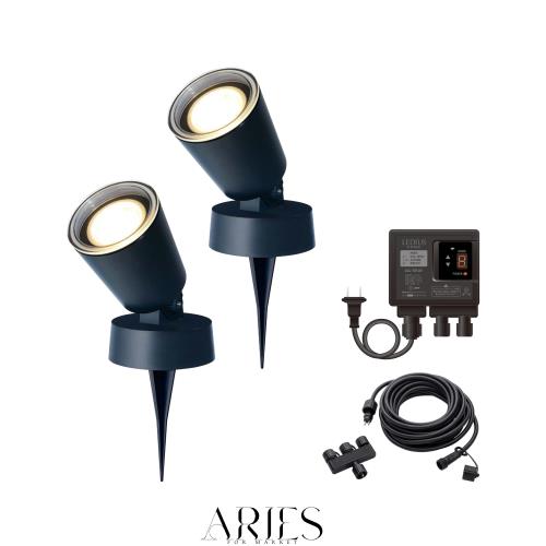 タカショー ガーデンライト ひかりノベーション 木のひかり 基本セット 2本 ブラック 屋外 間接照明 防水 鮮やかな光 プロ仕様 樹脂 LGL-