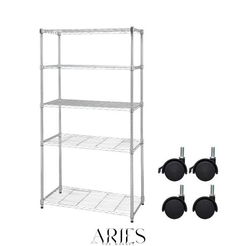 アイリスオーヤマ メタルラック 本体 キャスター付 幅91×奥行46×高さ178.5cm 5段 耐荷重60kg ポール径25mm スチールラック サビに強い