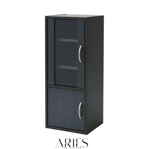山善(YAMAZEN) 食器棚 (スリム) 幅32？ (ミニ) 高さ80×奥行29？ (扉が左右付け替えられる/棚板高さ調節) 一人暮らし 組立品 ダークブラ