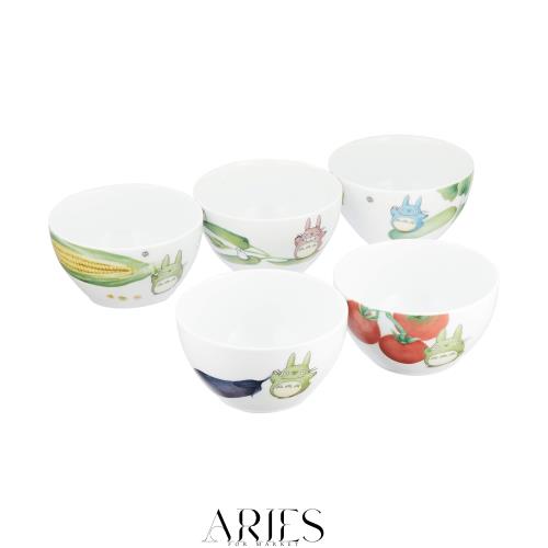 Noritake ノリタケ ボウルセット(5個)(絵変り) 11cm となりのトトロ 野菜シリーズ 電子レンジ対応 食洗器対応 5個 白 ファインポーセレン