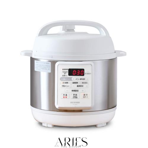 アイリスオーヤマ 電気圧力鍋 圧力鍋 3L 低温調理可能 予約機能付き ケーキも作れる メーカー保証付き 12種類自動メニュー搭載 ホワイト