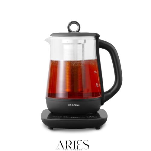 アイリスオーヤマ 電気ケトル ガラスタイプ 1.5L 9段階温度調節付 保温設定付 沸騰後自動OFF フィルター掃除可能 茶こし付 ブラック IKE-