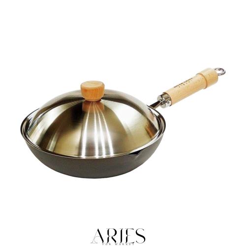 リバーライト 極JAPAN 鉄 フライパン 深型 炒め鍋 蓋付きセット 24cm 窒化鉄 窒化加工 IH対応 サビにくい 中華鍋 日本製 JS1424