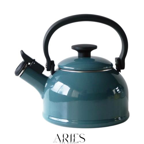 富士ホーロー 笛吹きケトル IH対応 コットン 1.6L スモークブルー CTN-1.6WK.SB