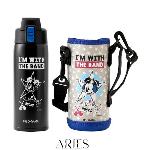 アイリスオーヤマ 水筒 子供用 キッズ 600ml ミッキー(ブルー) ワンタッチ 直飲み 保冷 ディズニー 真空断熱6時間冷たさキープ 嬉しいポ
