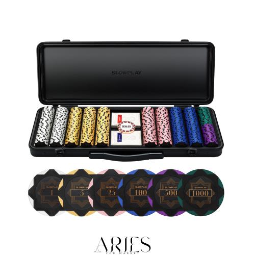 SLOWPLAY Nash クレイポーカーチップセット 14g テキサスホールデム 500枚 [チップバリュー表記あり] と耐久性に ポリカーボネート製ケー