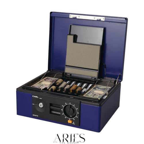 カール事務器(CARL) 手提げ金庫 キャッシュボックス A4 ブルー CB-8770