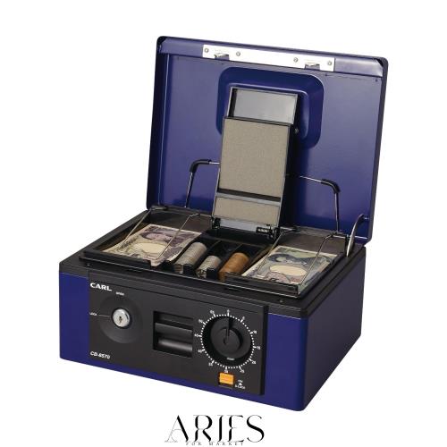カール事務器(CARL) 手提げ金庫 キャッシュボックス A5 ブルー CB-8570