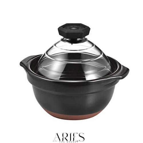 HARIO ( ハリオ ) フタ が ガラス の ご飯釜ご飯釜2~3合 GNR-200-B