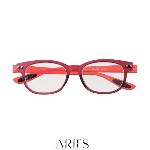 老眼鏡 ブルーライトカット 携帯 軽量 おしゃれ ウェリントン colorfulook レッド 度数+0.50 (カラフルック 軽量 形状記憶 フレーム) 556
