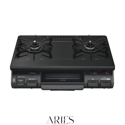 リンナイ ガステーブル 幅約60cm 片面焼グリル プッシュ点火 左強火力 プロパン用 ブラック KG67BKL/LP