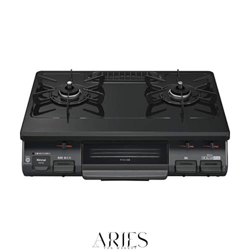 リンナイ ガステーブル 幅約60cm 片面焼グリル プッシュ点火 左強火力 都市ガス用 ブラック KG67BKL/13A