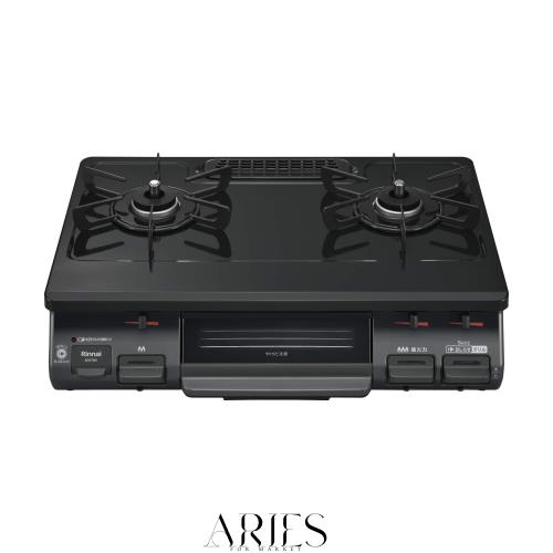 リンナイ ガステーブル 幅約60cm 片面焼グリル プッシュ点火 右強火力 都市ガス用 ブラック KG67BKR/13A