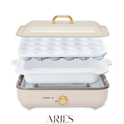 アイリスオーヤマ ホットプレート たこやき器 深鍋 2way 洗いやすい おしゃれ 温度調節機能付き 保証付き PHP-1002TC-VC バニラクリーム