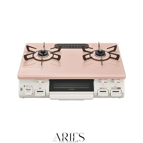 リンナイ「お知らせコンロ」 幅約60cm 片面焼グリル 右強火力 都市ガス用 KG67PKR/13A パステルピンク