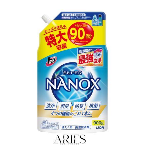 【大容量】トップ スーパーナノックス 蛍光剤・シリコーン無添加 高濃度 洗濯洗剤 液体 詰め替え 特大900g